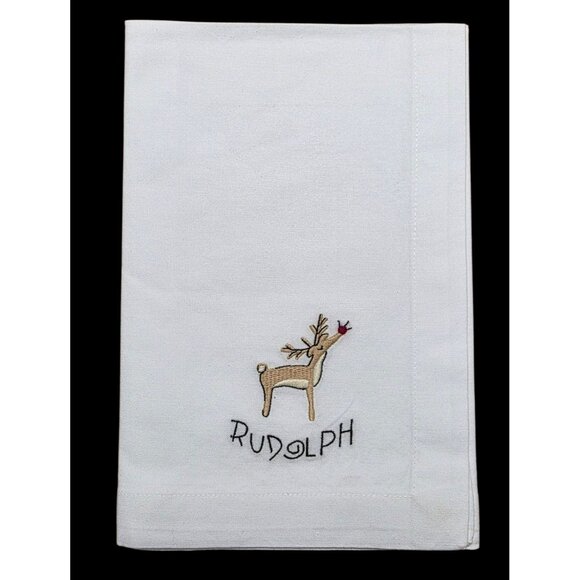 VTG 9 Pottery Barn Reindeer Dinner Napkins Braided Basket Christmas Holiday - Picture 6 of 16